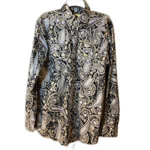 Larry Mahan Cowboy Collection Pearl Snap Mens Shirt Medium Paisley Floral